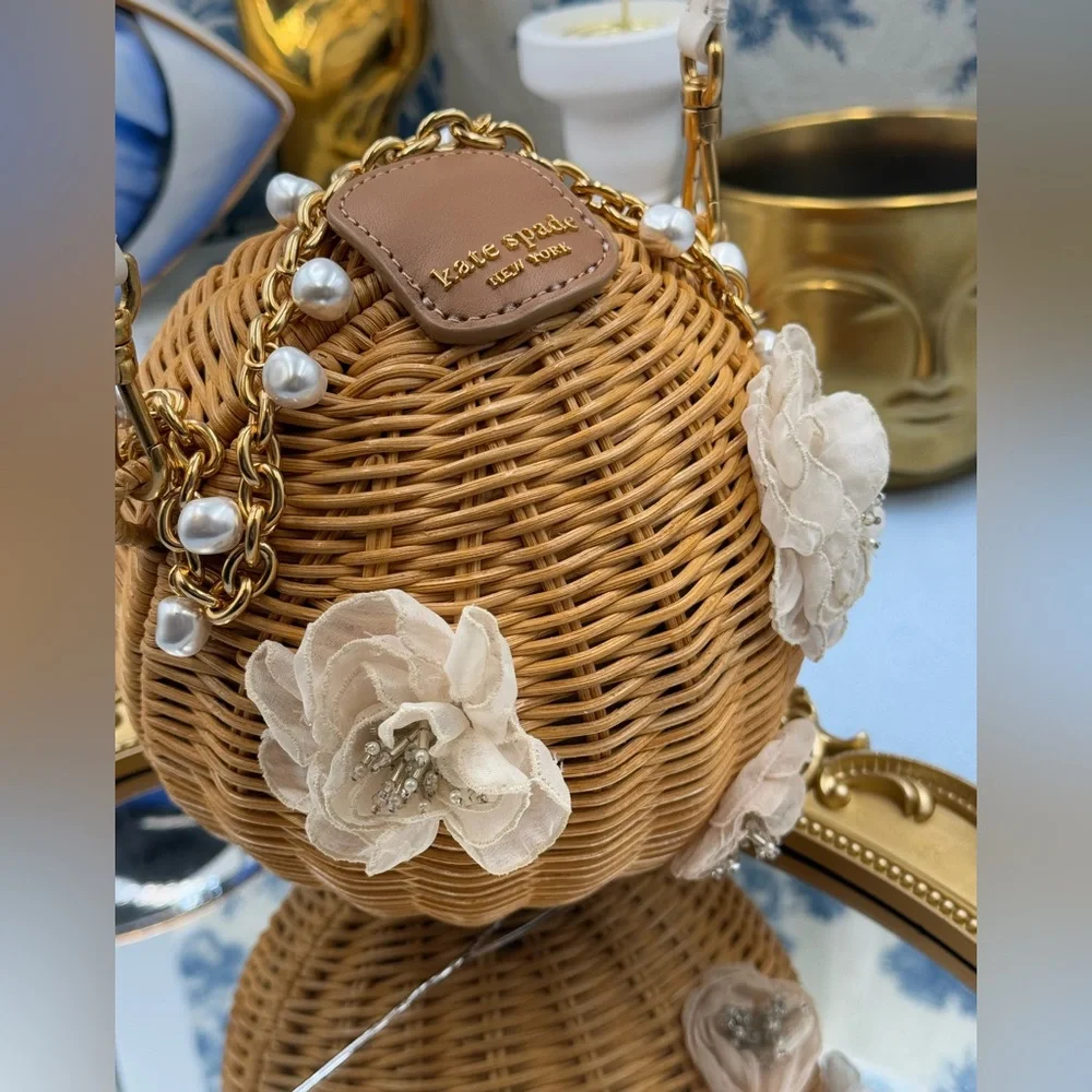 🆕 KATE SPADE NEW YORK 🧿 NWOT Bridal Wicker Bouquet Lantern Crossbody *SAMPLE*